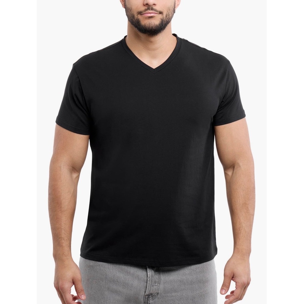 Set of 3 Nordstrom Rack Mens V-Neck T-Shirt‎ Solid Black Cotton Stretch Tee XXL
